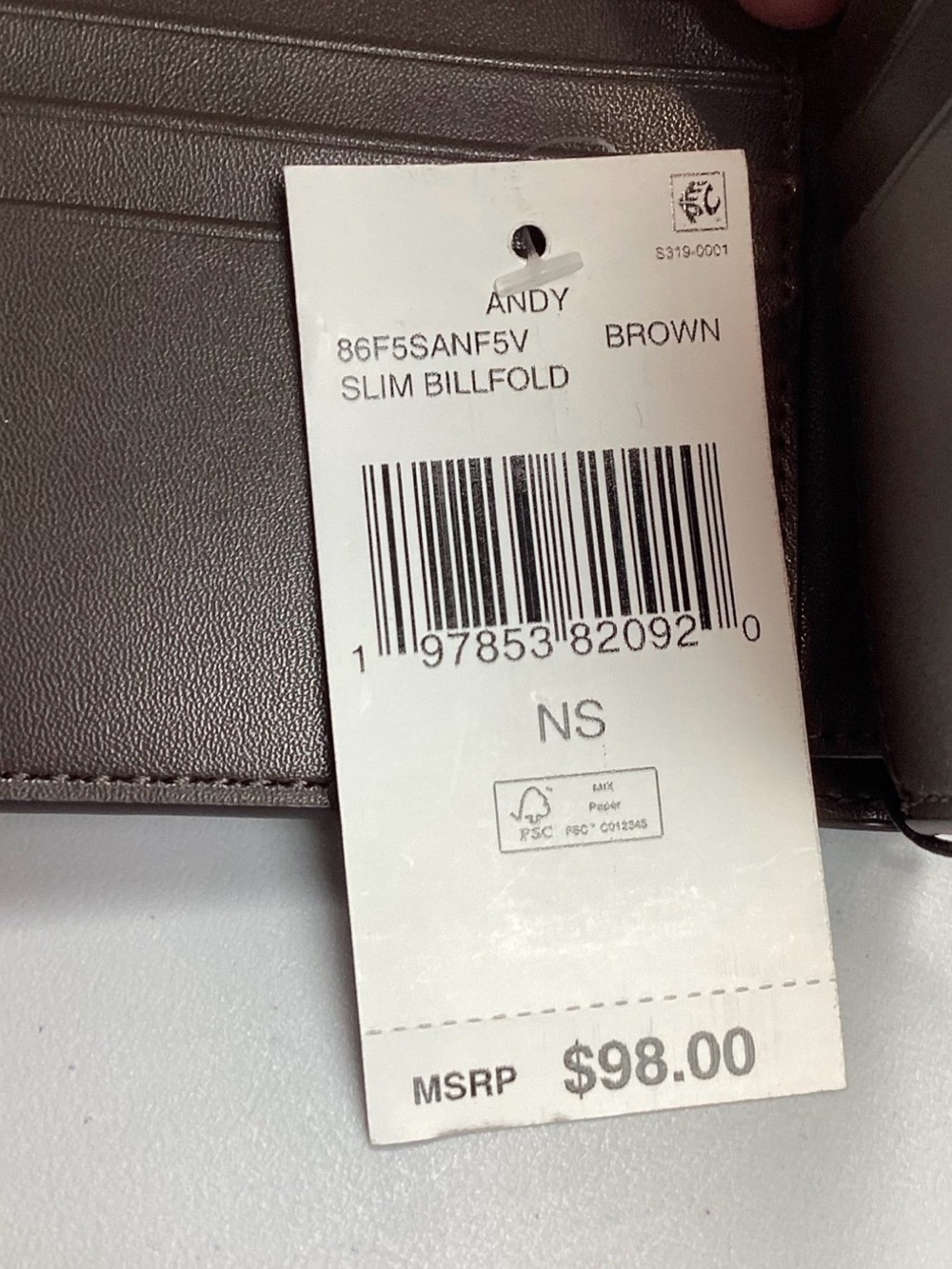 Michael Kors Andy Slim Billfold Wallet Brown Leather New With Box Retail $98 - Picture 7 of 9
